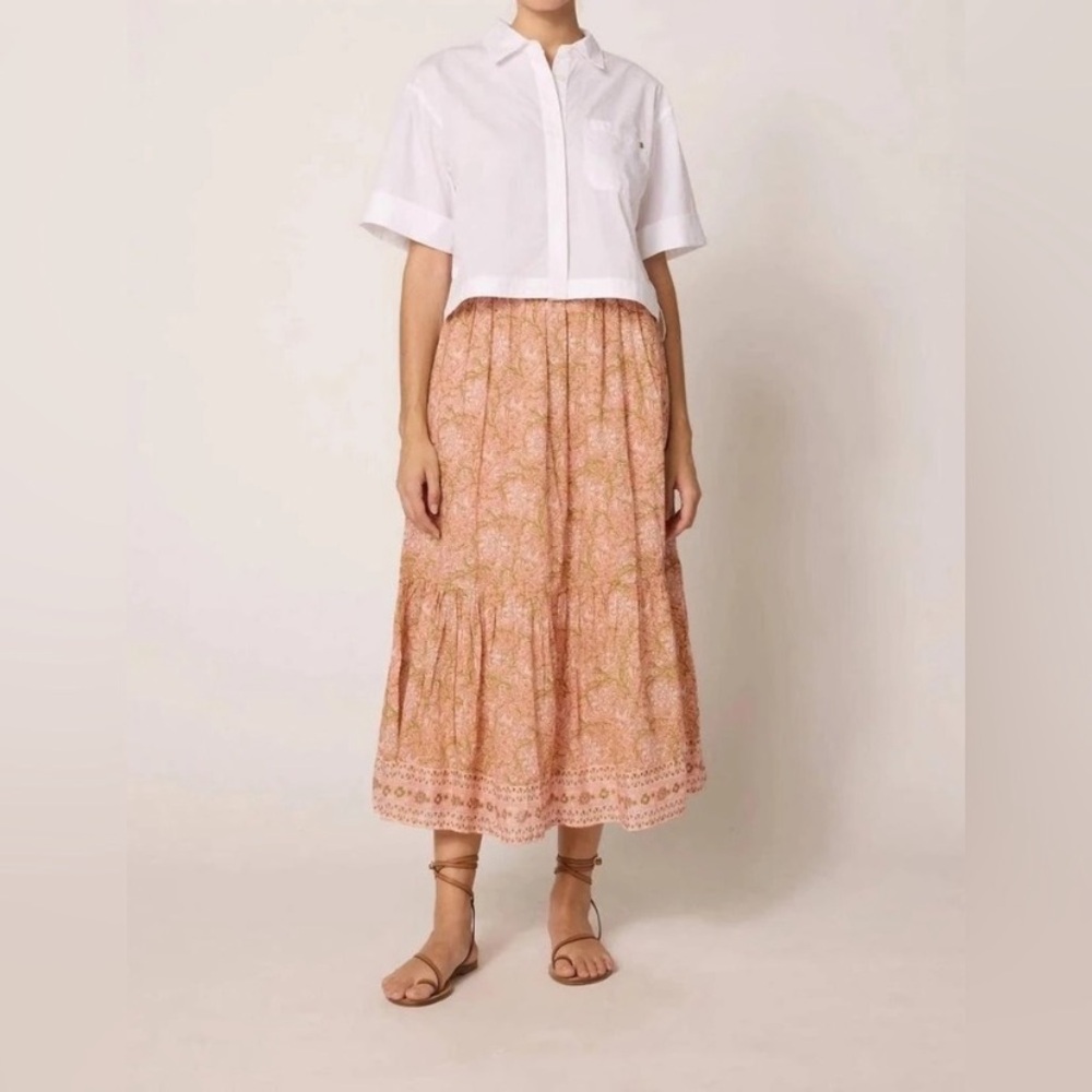 NWT Cleobella Charlene floral multi print in Cecil blush ankle skirt Sz S cotton - Picture 1 of 11